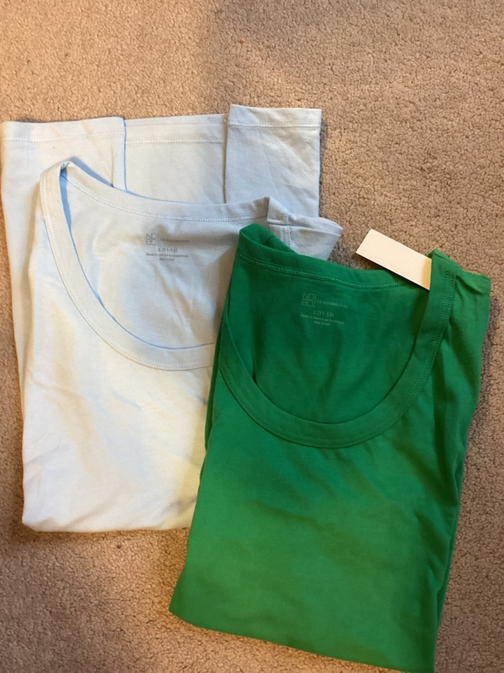No Boundaries women’s short sleeve Tees - Green and Light Blue